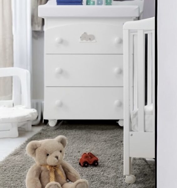Comoda Bebe Web alba cu 3 sertare si roti Azzurra Design