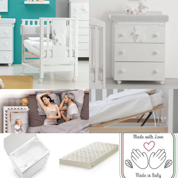 Set Patut si Comoda bebe Contact Funky alb 2 piese Azzurra Design