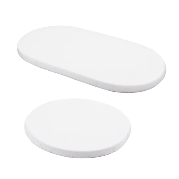 Set Cearsafuri din bumbac 2 bucati, cu elastic pentru pătuțuri ovale/rotunde – Alb